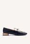 BLACK LEATHER LOAFERS WITH CONTRAST DETAILS