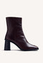 BURGUNDY LEATHER ANKLE BOOTS WITH STUDS