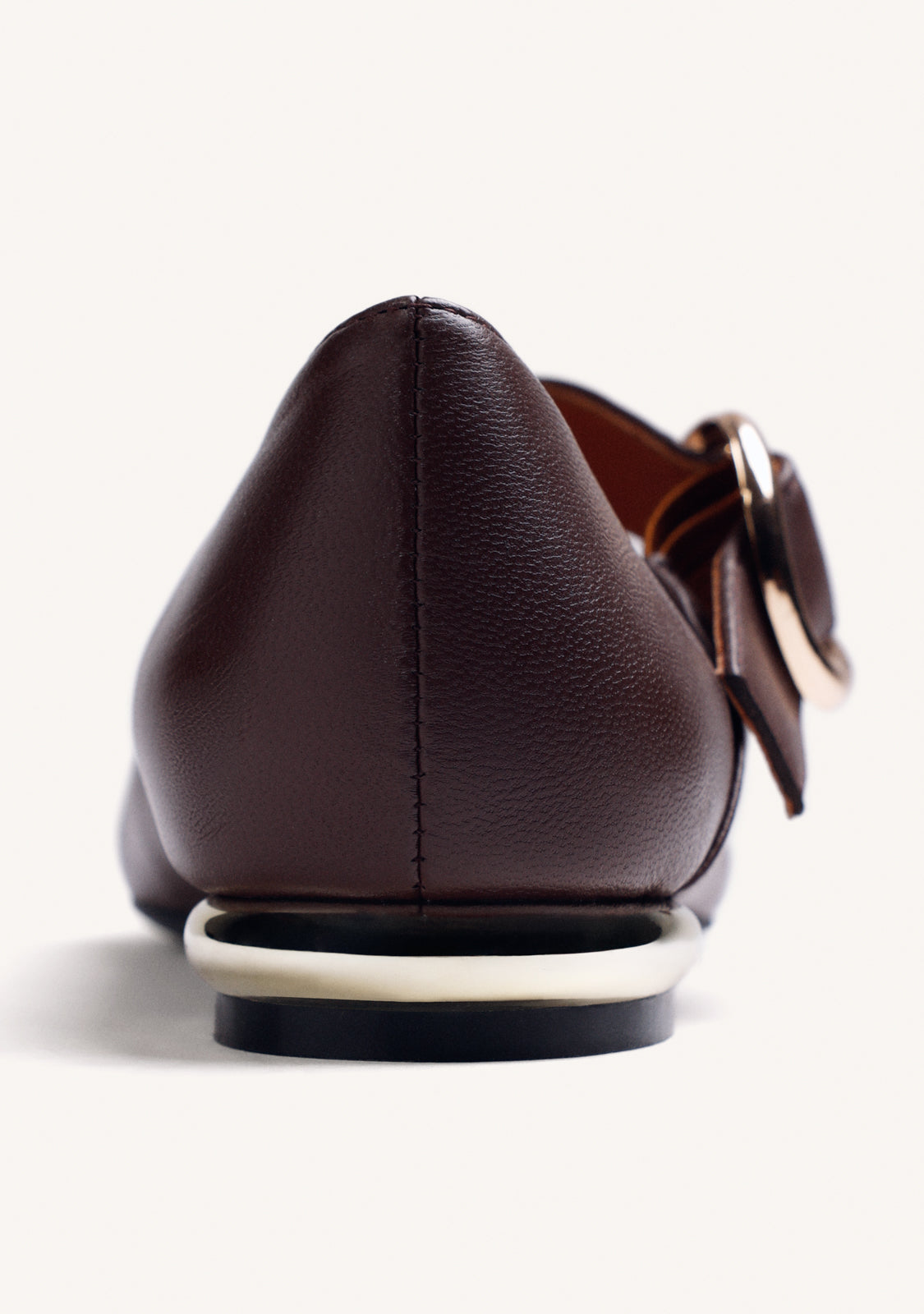 BROWN LEATHER BALLET FLATS WITH BUCKLE