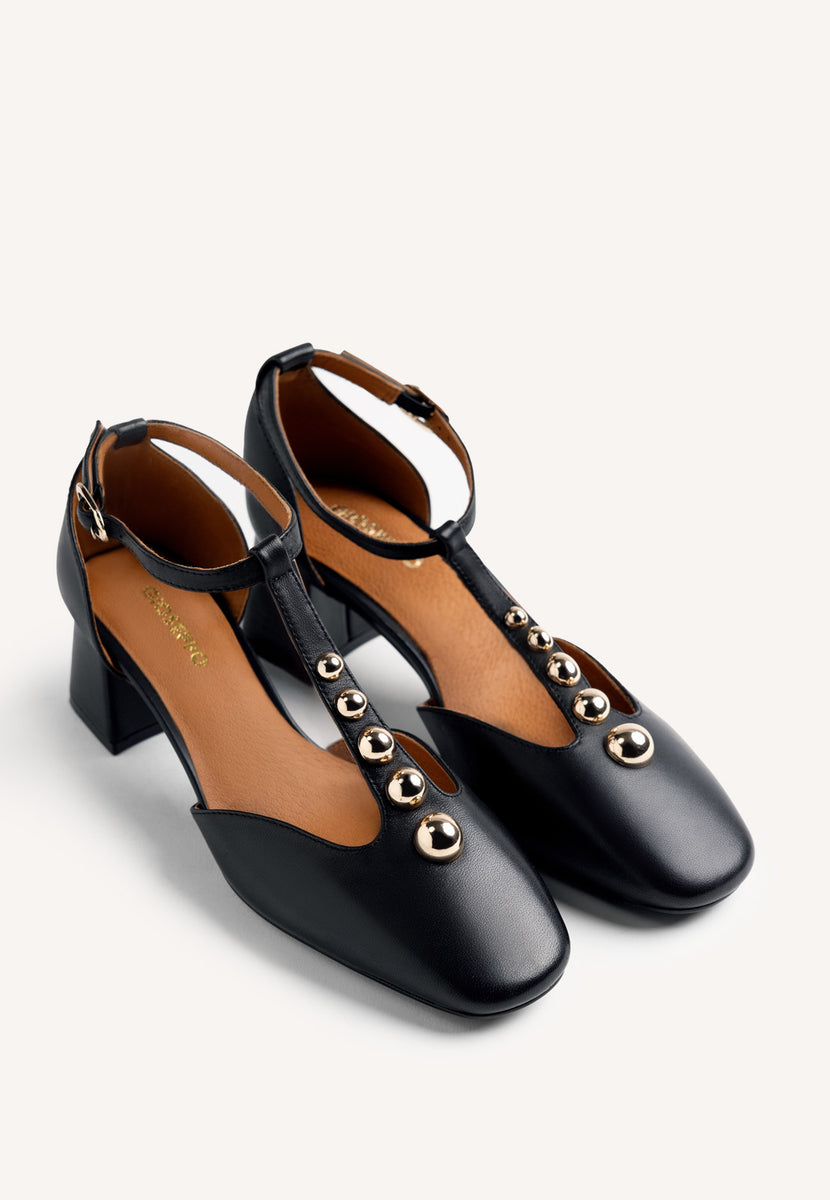 SCARPE TACCO NERE CON BORCHIE