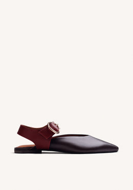 BROWN LEATHER BACKLESS BALLERINAS
