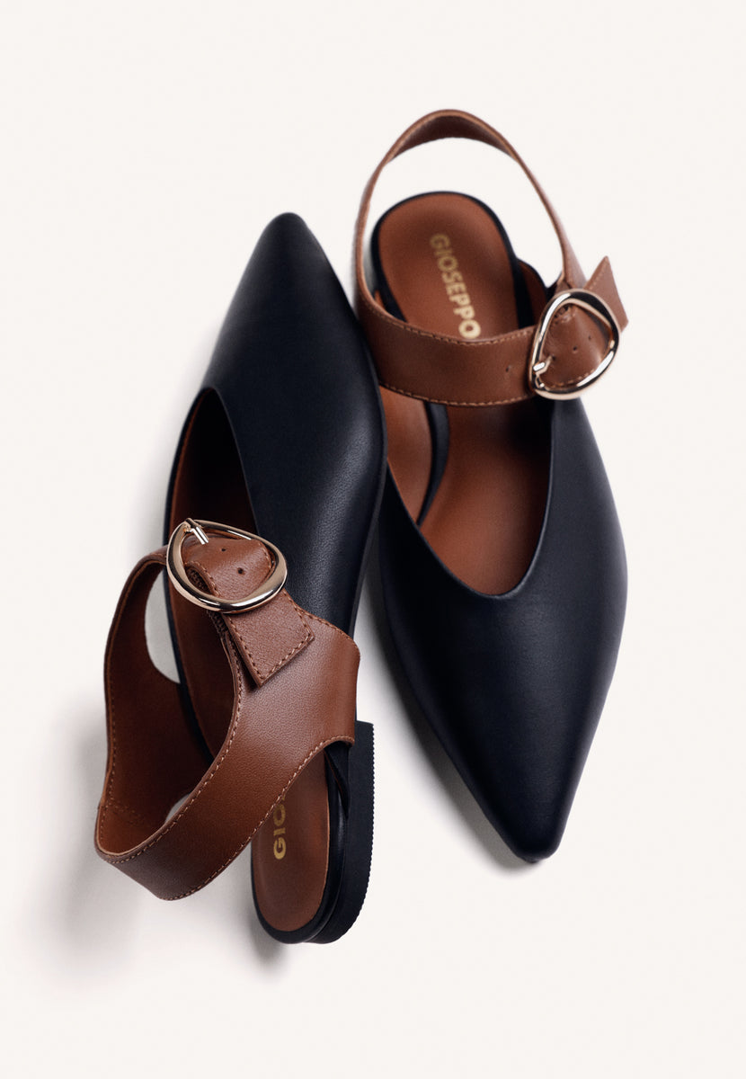 BALLERINE NERE APERTE AL RETRO IN PELLE