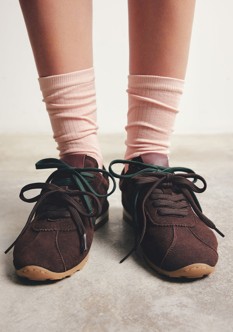 BASKETS MARRON EN CUIR