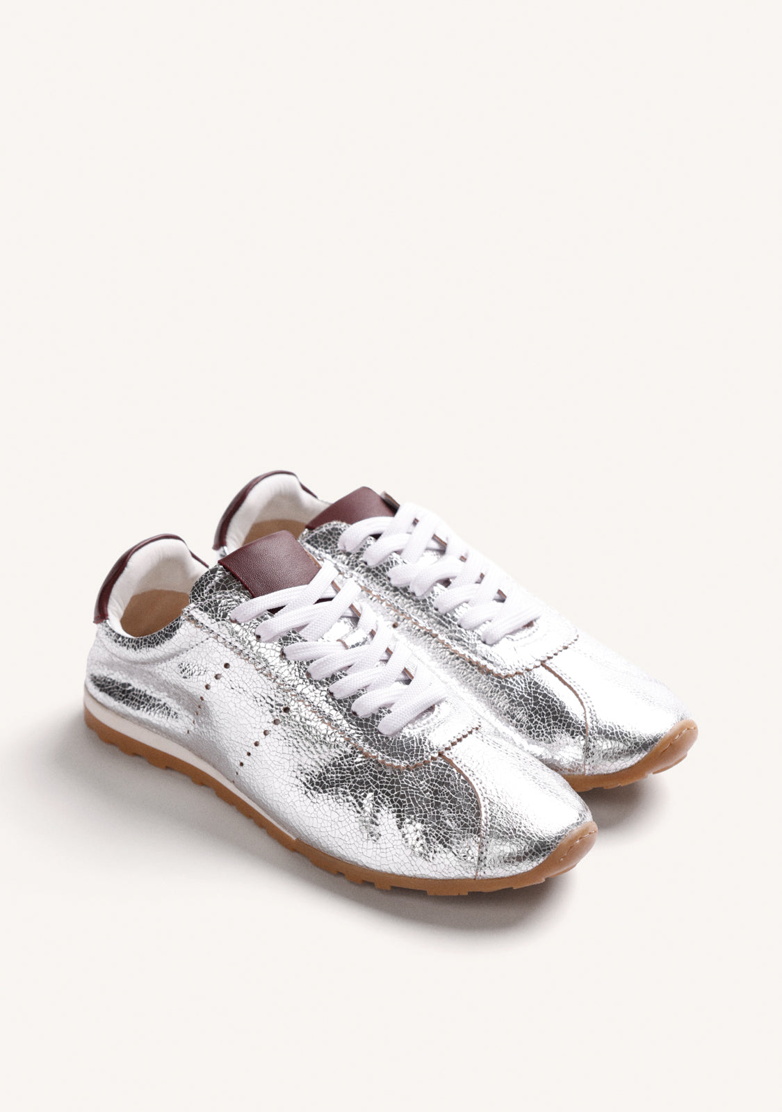 SILVER LEATHER SNEAKERS