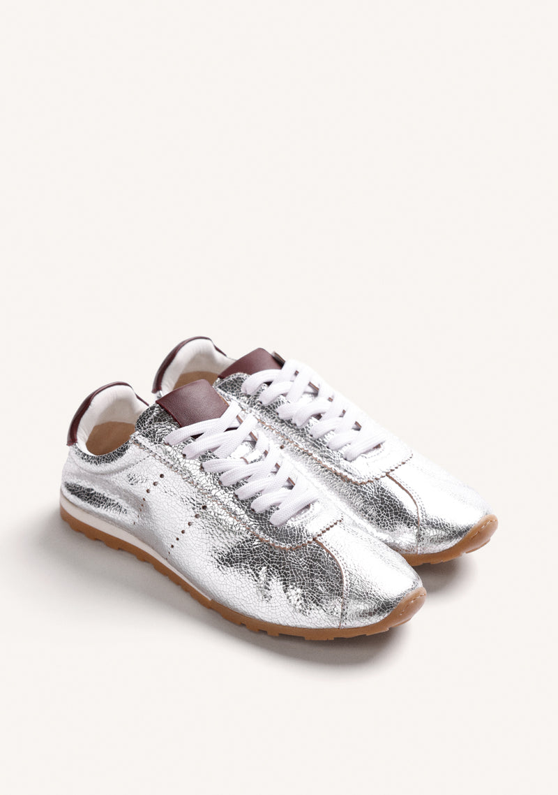 SILVER LEATHER SNEAKERS