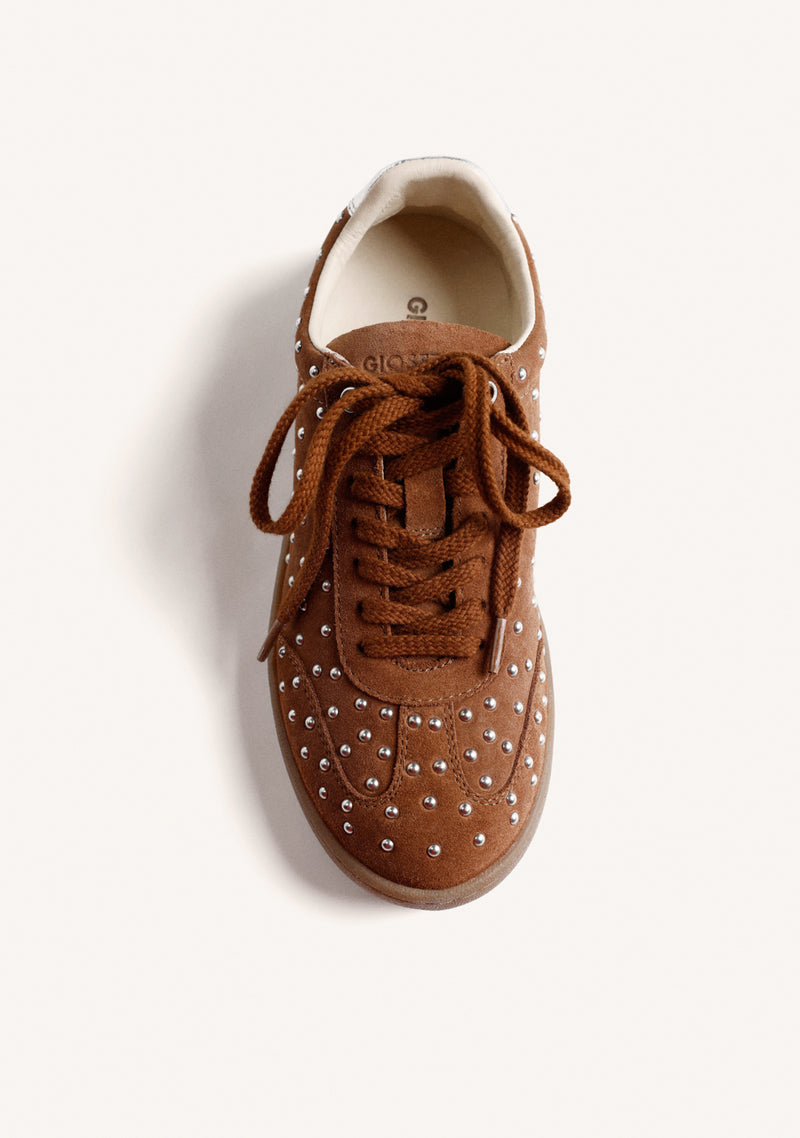 BROWN LEATHER SNEAKERS WITH STUDS