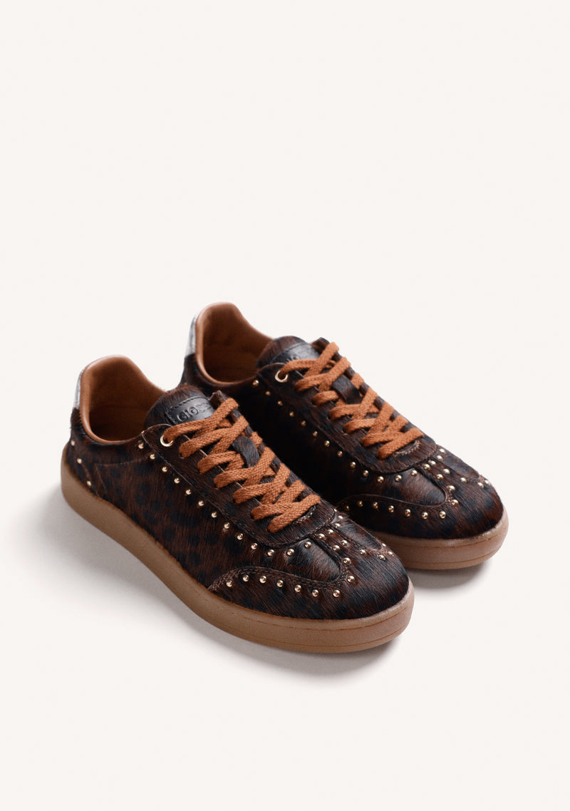 SNEAKERS STAMPA ANIMALE PELLE BORCHIE