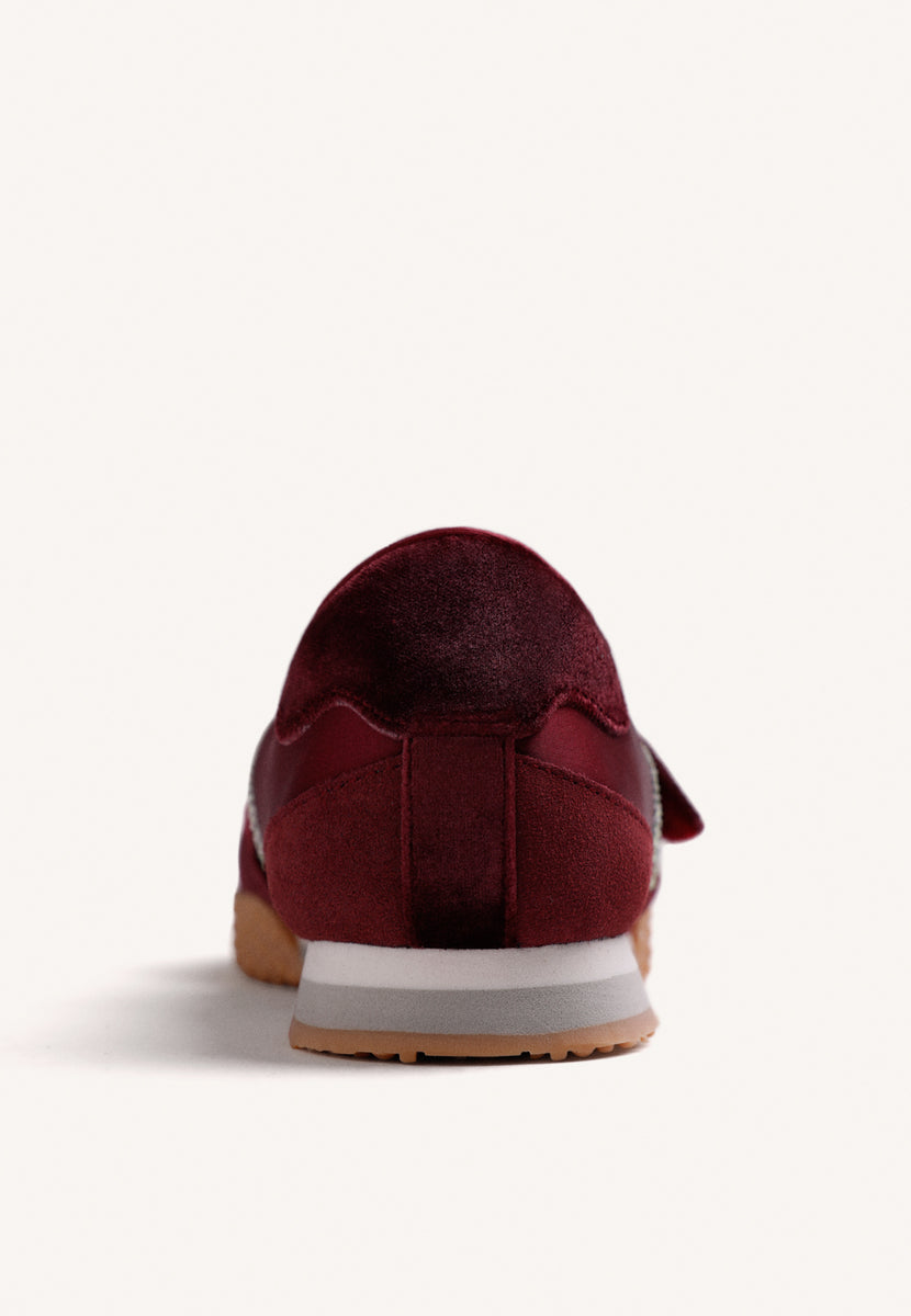 BURGUNDY SPORTS BALLET FLATS LEATHER AND SATIN