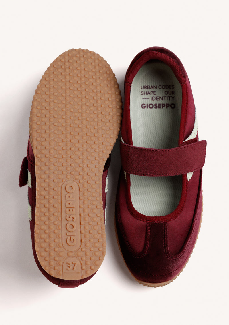 BURGUNDY SPORTS BALLET FLATS LEATHER AND SATIN