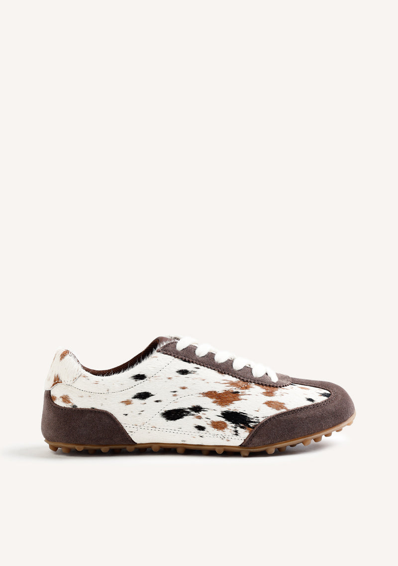 ANIMAL PRINT LEATHER AND NYLON SNEAKERS