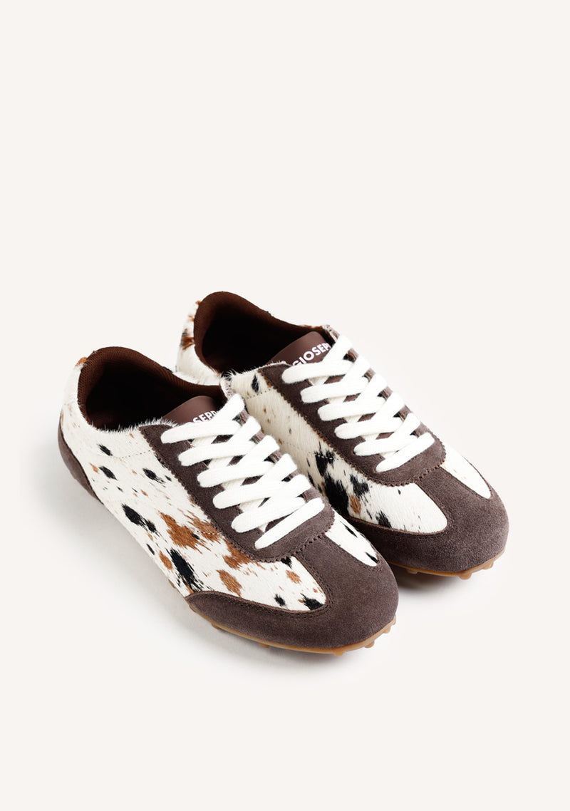 ANIMAL PRINT LEATHER AND NYLON SNEAKERS