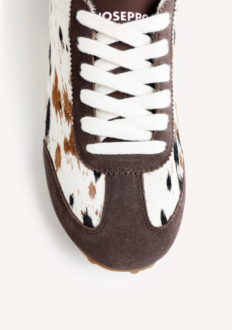 ANIMAL PRINT LEATHER AND NYLON SNEAKERS