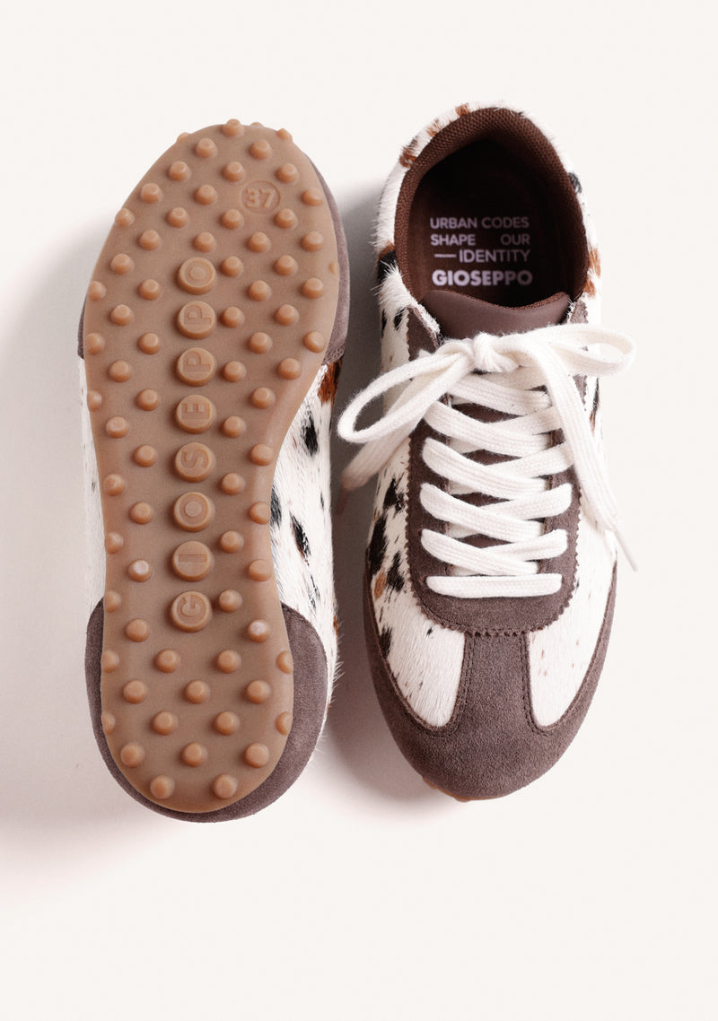 ANIMAL PRINT LEATHER AND NYLON SNEAKERS
