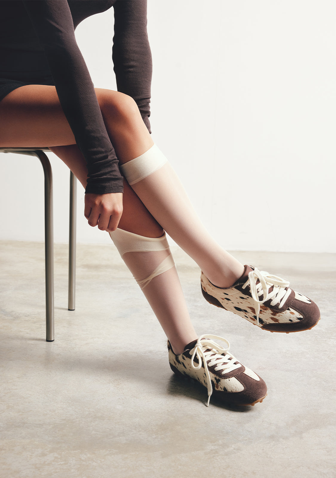 ANIMAL PRINT LEATHER AND NYLON SNEAKERS