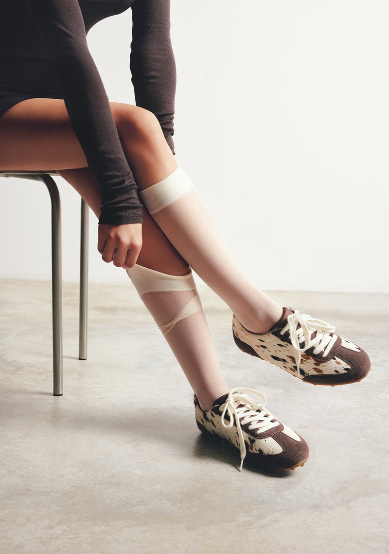 ANIMAL PRINT LEATHER AND NYLON SNEAKERS