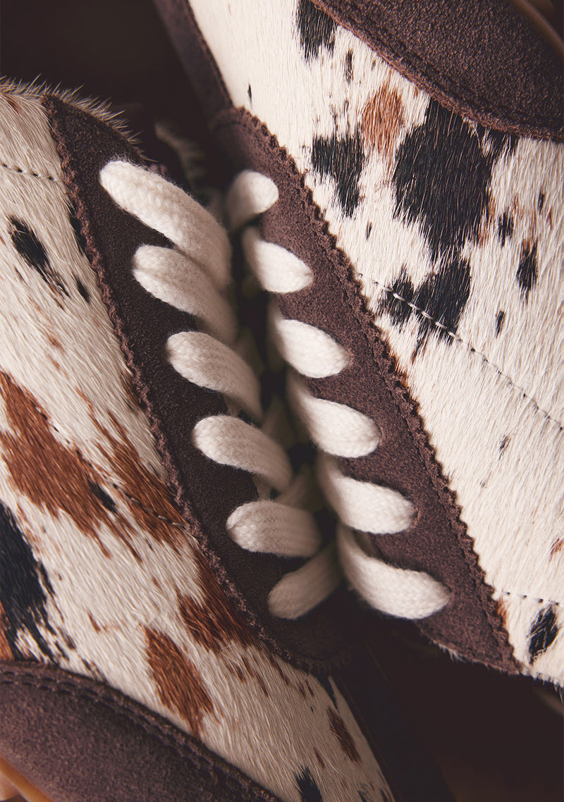 ANIMAL PRINT LEATHER AND NYLON SNEAKERS