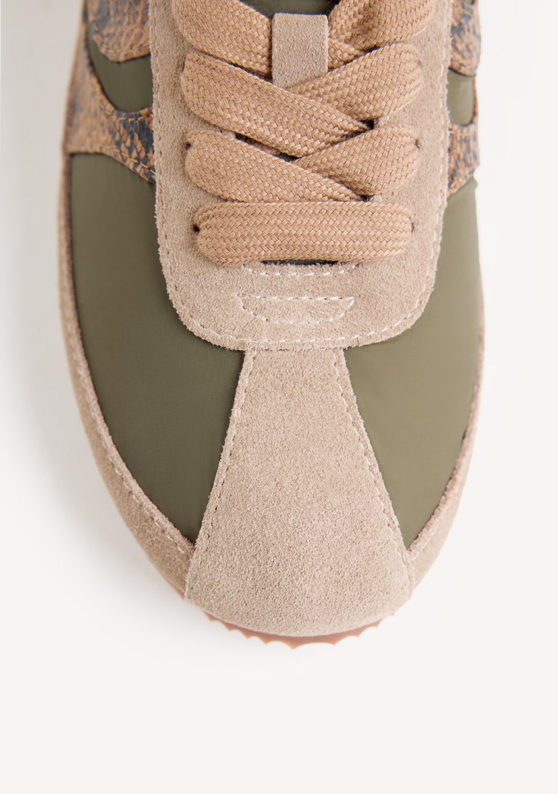 KHAKI SUEDE LEATHER AND NYLON WEDGE SNEAKERS