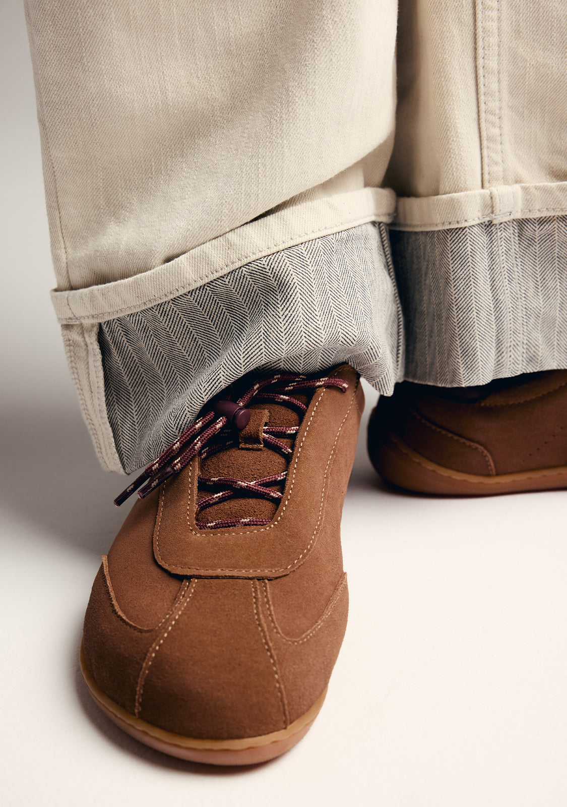 BROWN BAREFOOT SUEDE LEATHER SNEAKERS