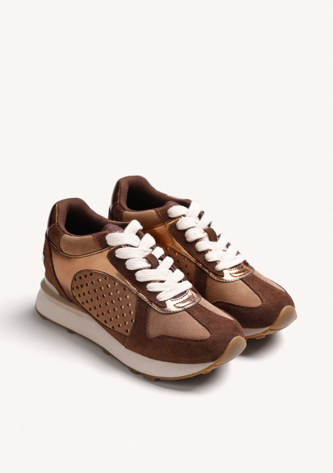 BRONZE LEATHER WEDGE SNEAKERS