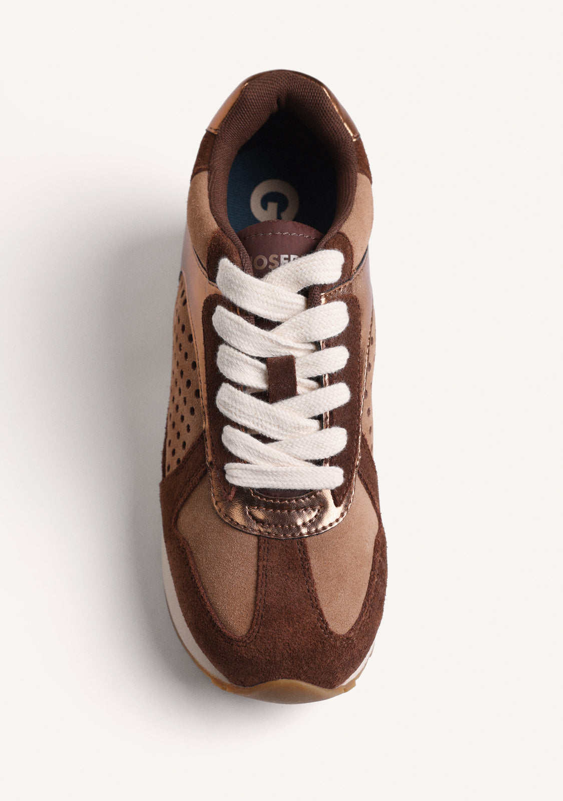 BRONZE LEATHER WEDGE SNEAKERS
