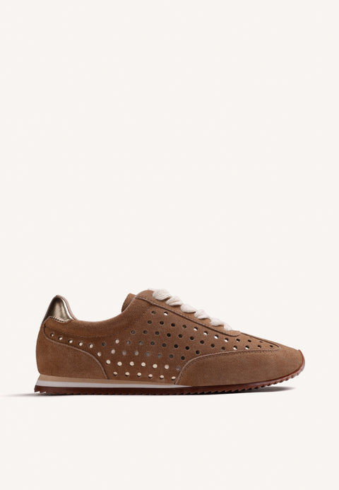 BROWN SHINY LEATHER SNEAKERS