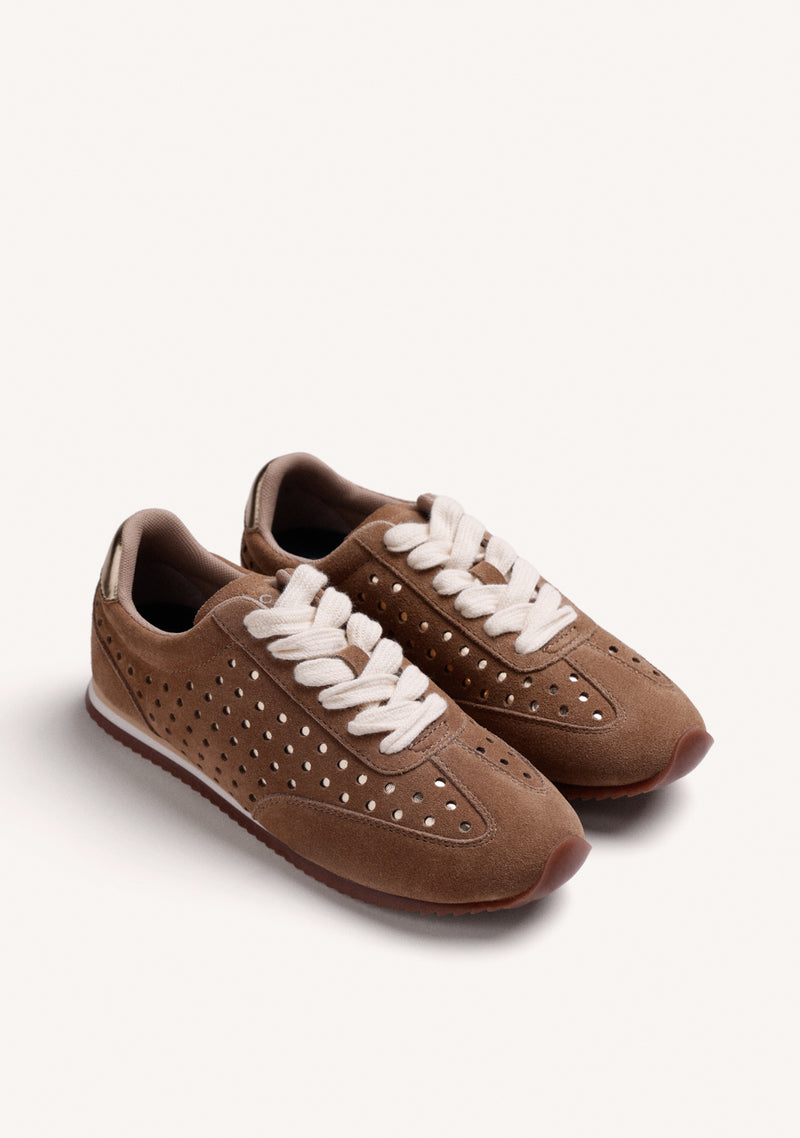 BROWN SHINY LEATHER SNEAKERS