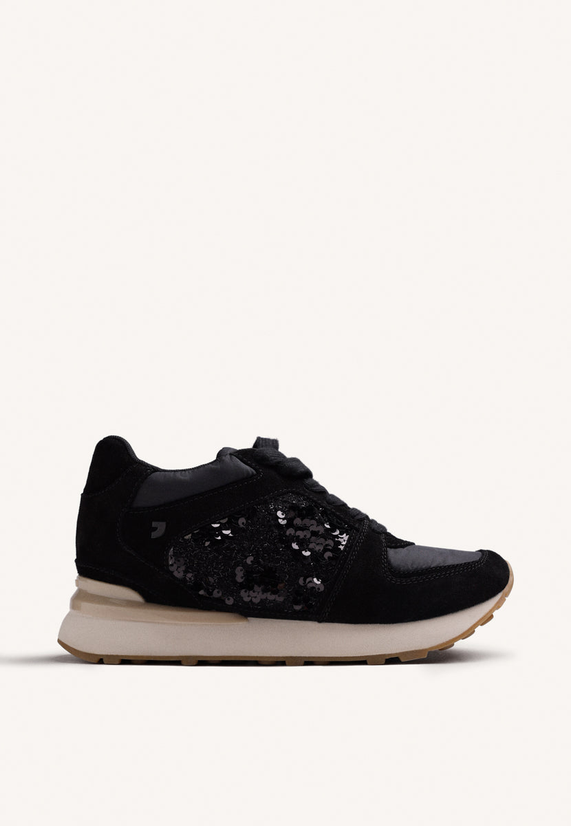 ZAPATILLAS NEGRO PIEL CUÑA
