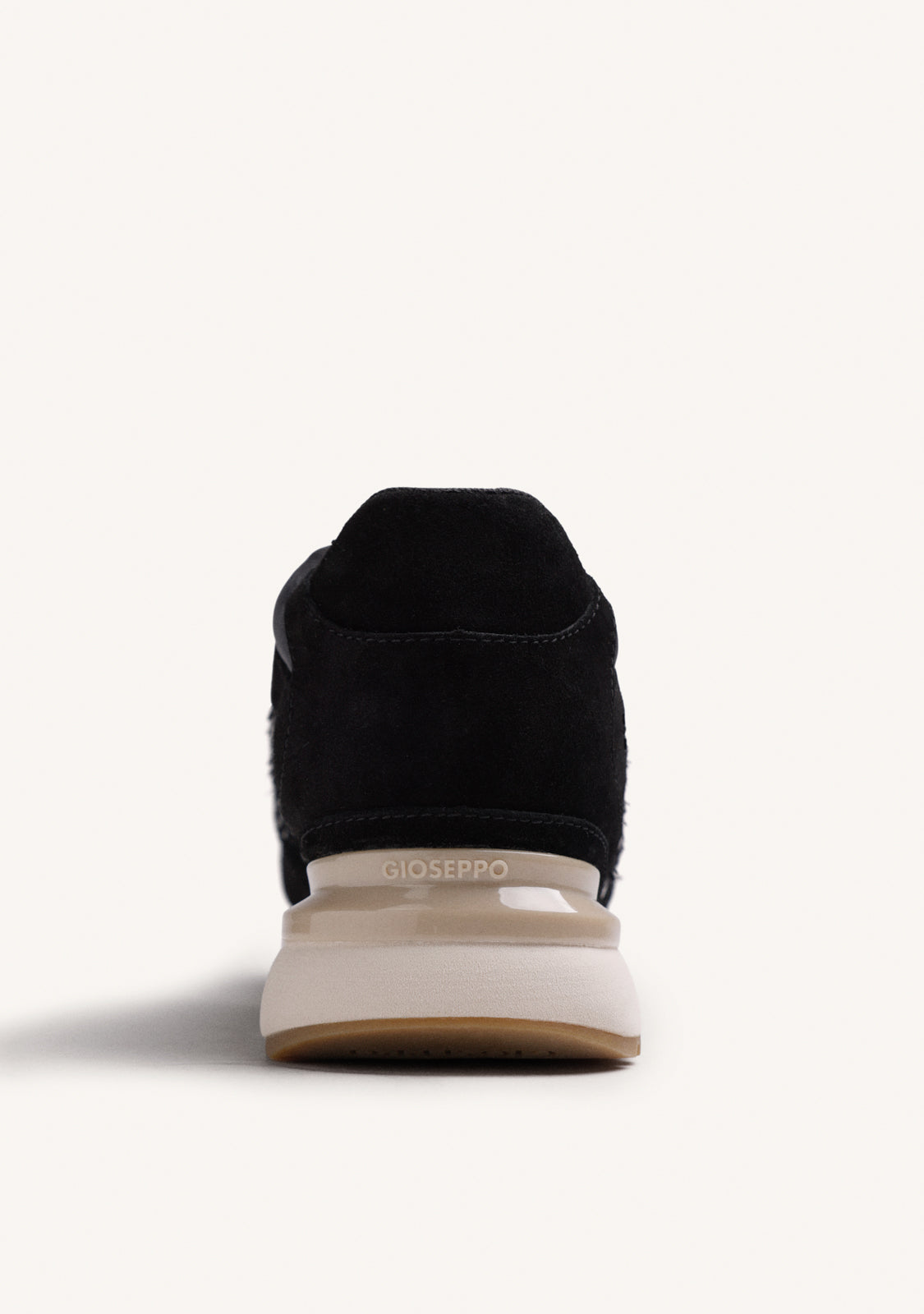BLACK LEATHER WEDGE SNEAKERS