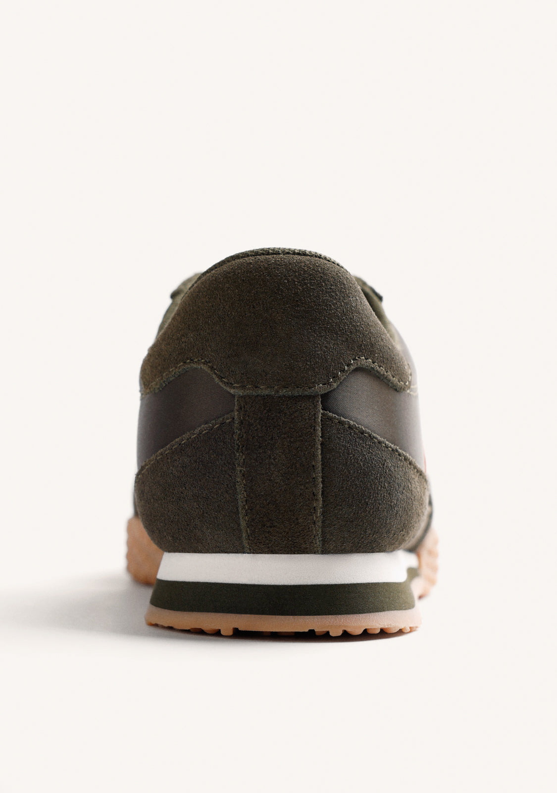 KHAKI LEATHER AND SATIN SNEAKERS