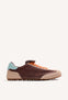 BROWN LEATHER AND NYLON SNEAKERS