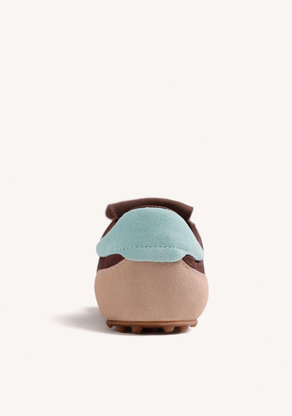BROWN LEATHER AND NYLON SNEAKERS