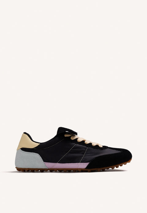 BLACK SUEDE LEATHER AND NYLON SNEAKERS