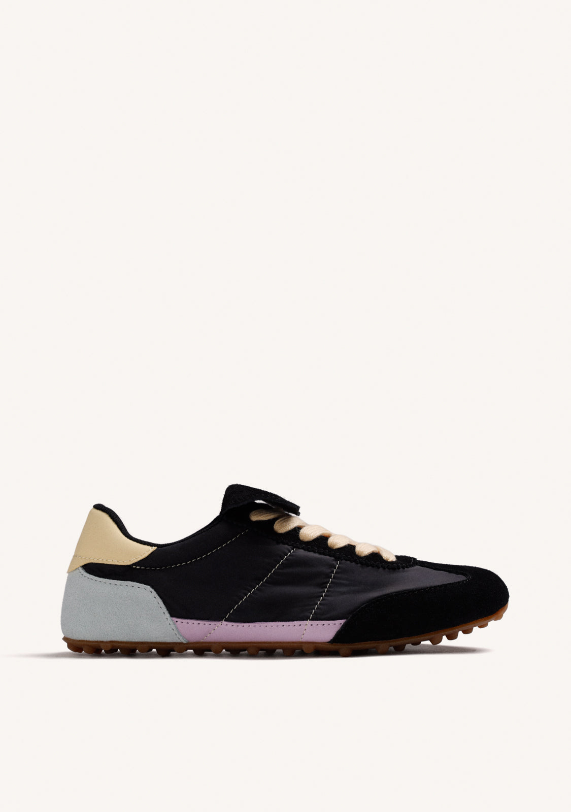 BLACK SUEDE LEATHER AND NYLON SNEAKERS