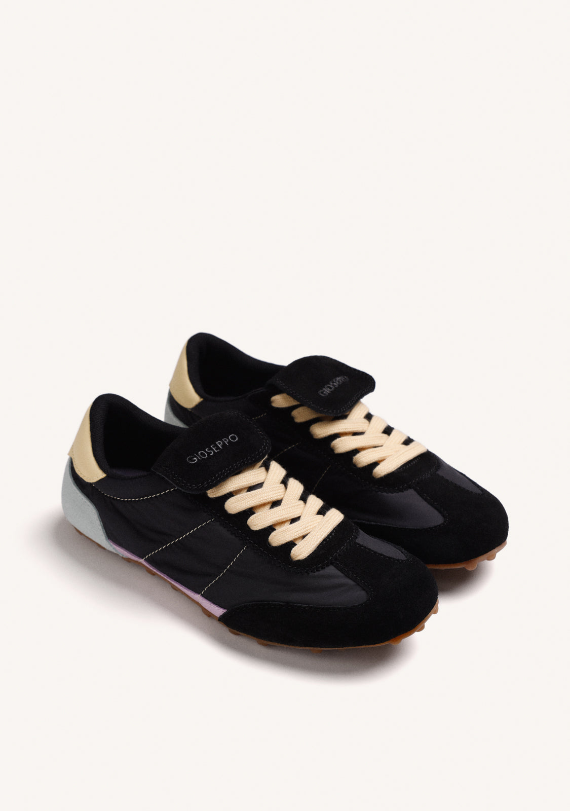 BLACK SUEDE LEATHER AND NYLON SNEAKERS