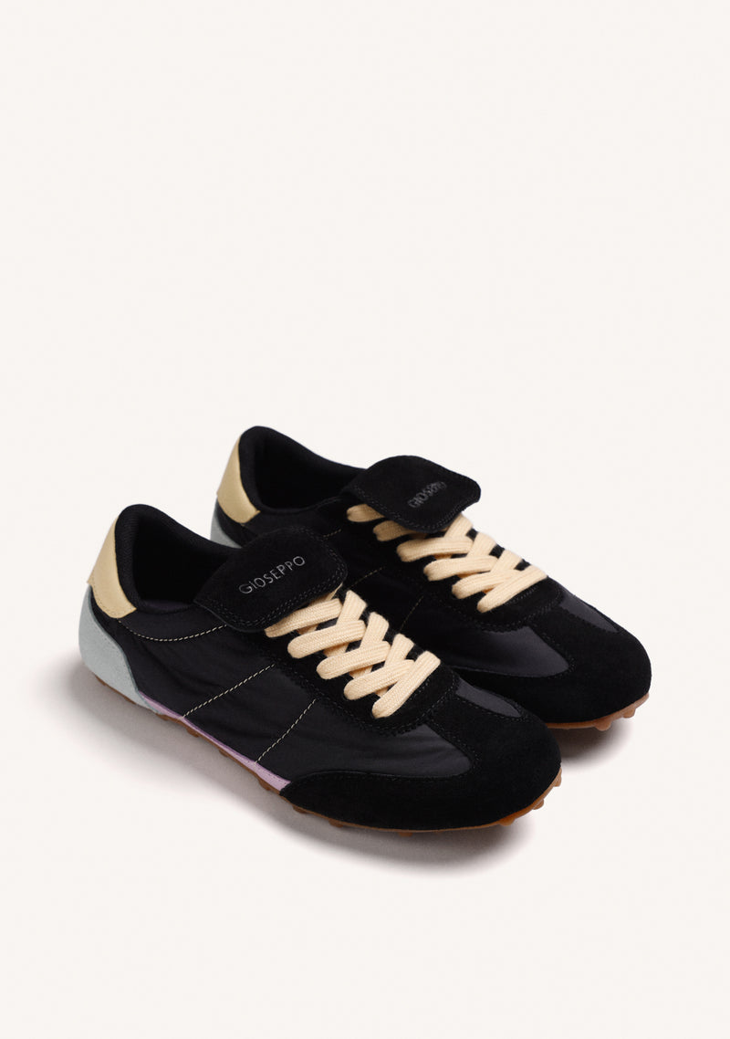 BLACK SUEDE LEATHER AND NYLON SNEAKERS