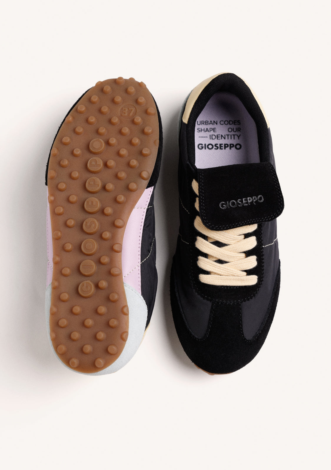 BLACK SUEDE LEATHER AND NYLON SNEAKERS