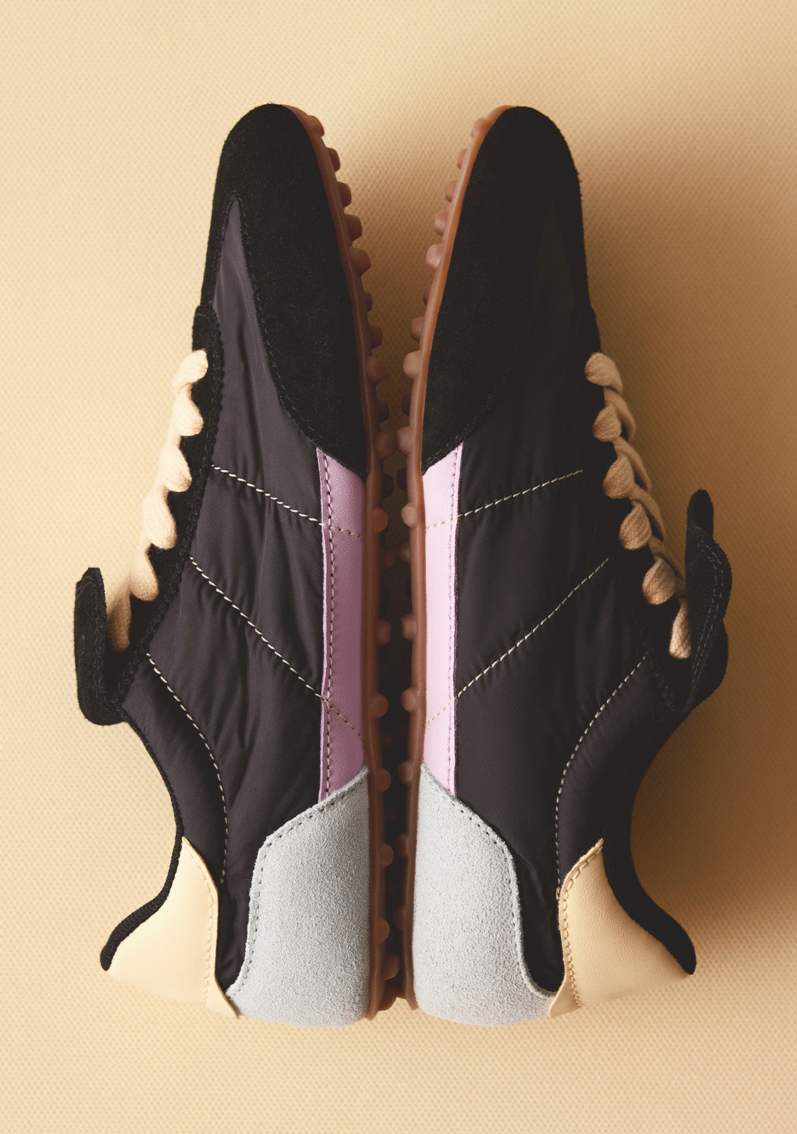 BLACK SUEDE LEATHER AND NYLON SNEAKERS