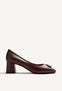 BROWN HEEL SHOES WITH JEWEL