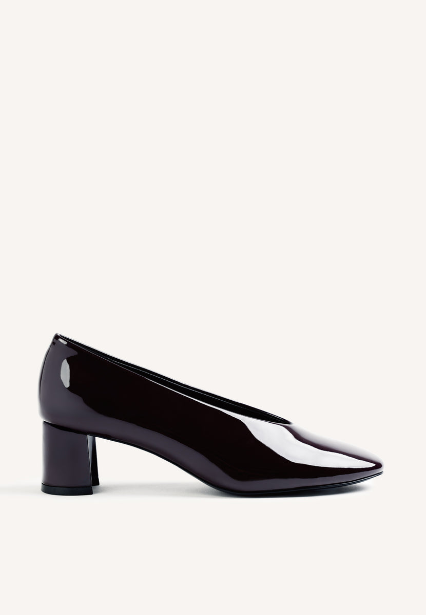SCARPE CON TACCO BORDEAUX EFFETTO VERNICE