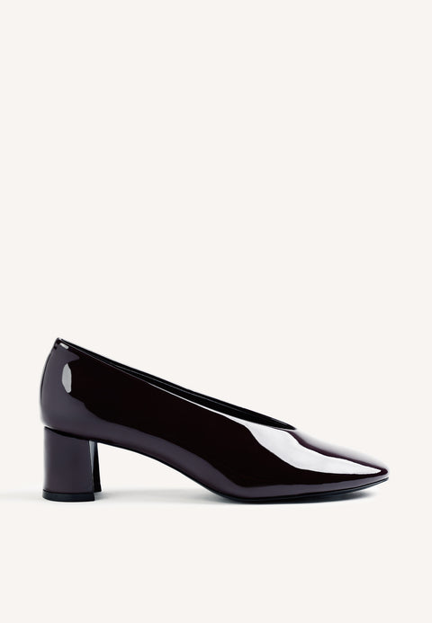 SCARPE CON TACCO BORDEAUX EFFETTO VERNICE