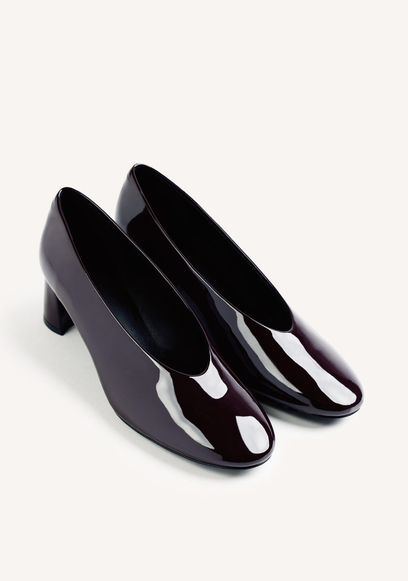 BURGUNDY PATENT EFFECT HEEL SHOES