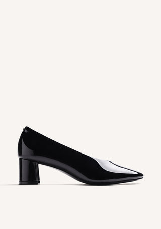 BLACK PATENT EFFECT HEEL SHOES