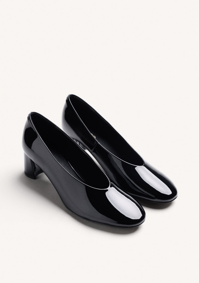 BLACK PATENT EFFECT HEEL SHOES