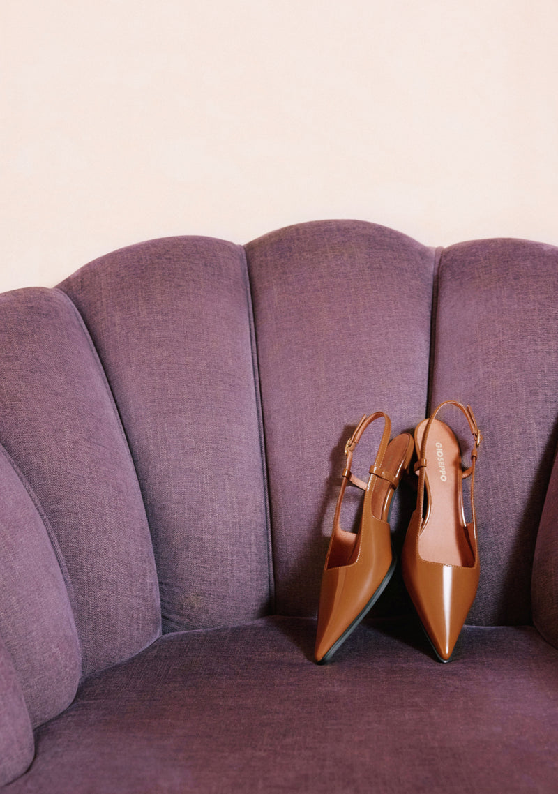 CAMEL OPEN-BACK HEEL SHOES
