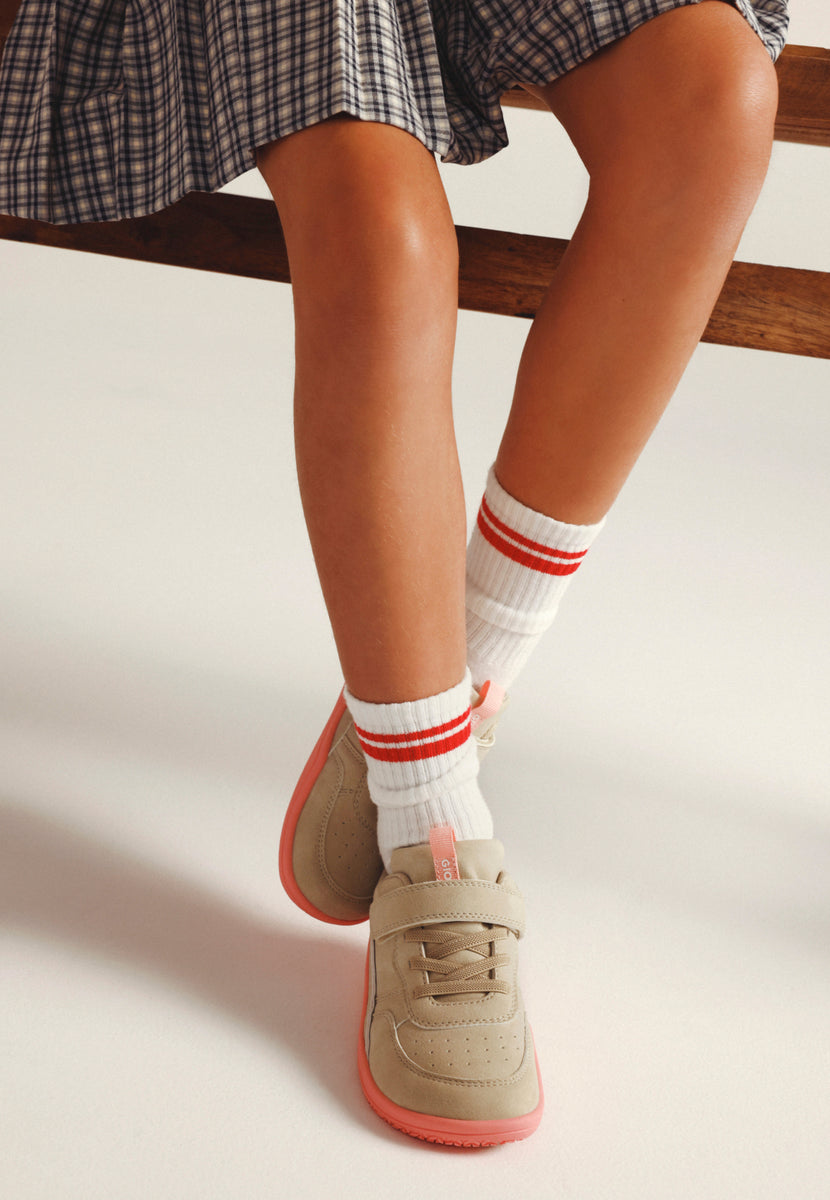BAREFOOT SNEAKERS IN BEIGE AND PINK