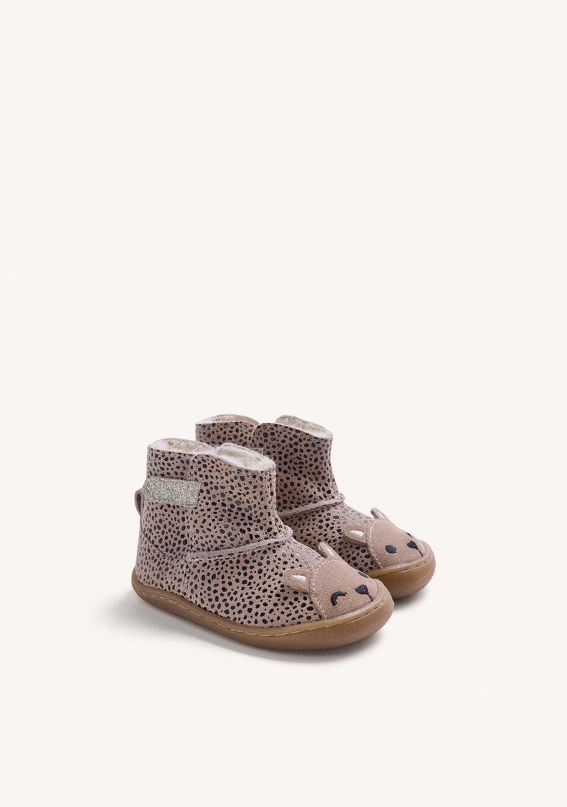 BAREFOOT LEATHER ANIMAL PRINT ANKLE BOOTS