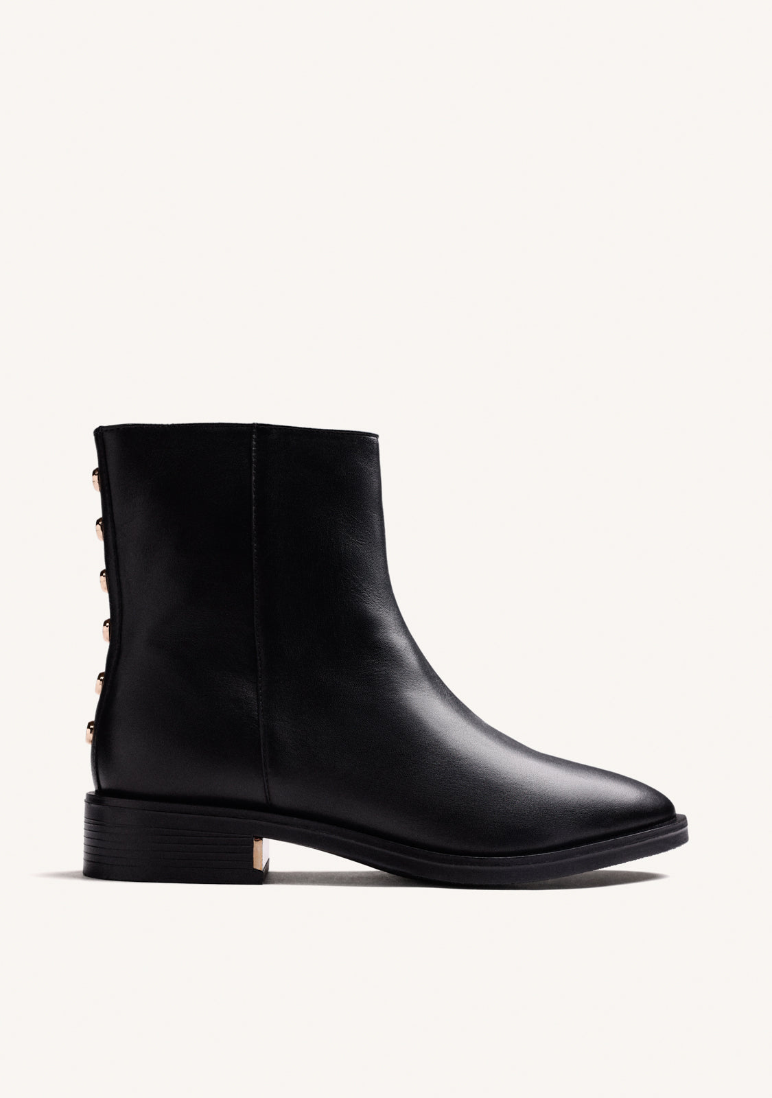 BLACK LEATHER ANKLE BOOTS WITH STUDS
