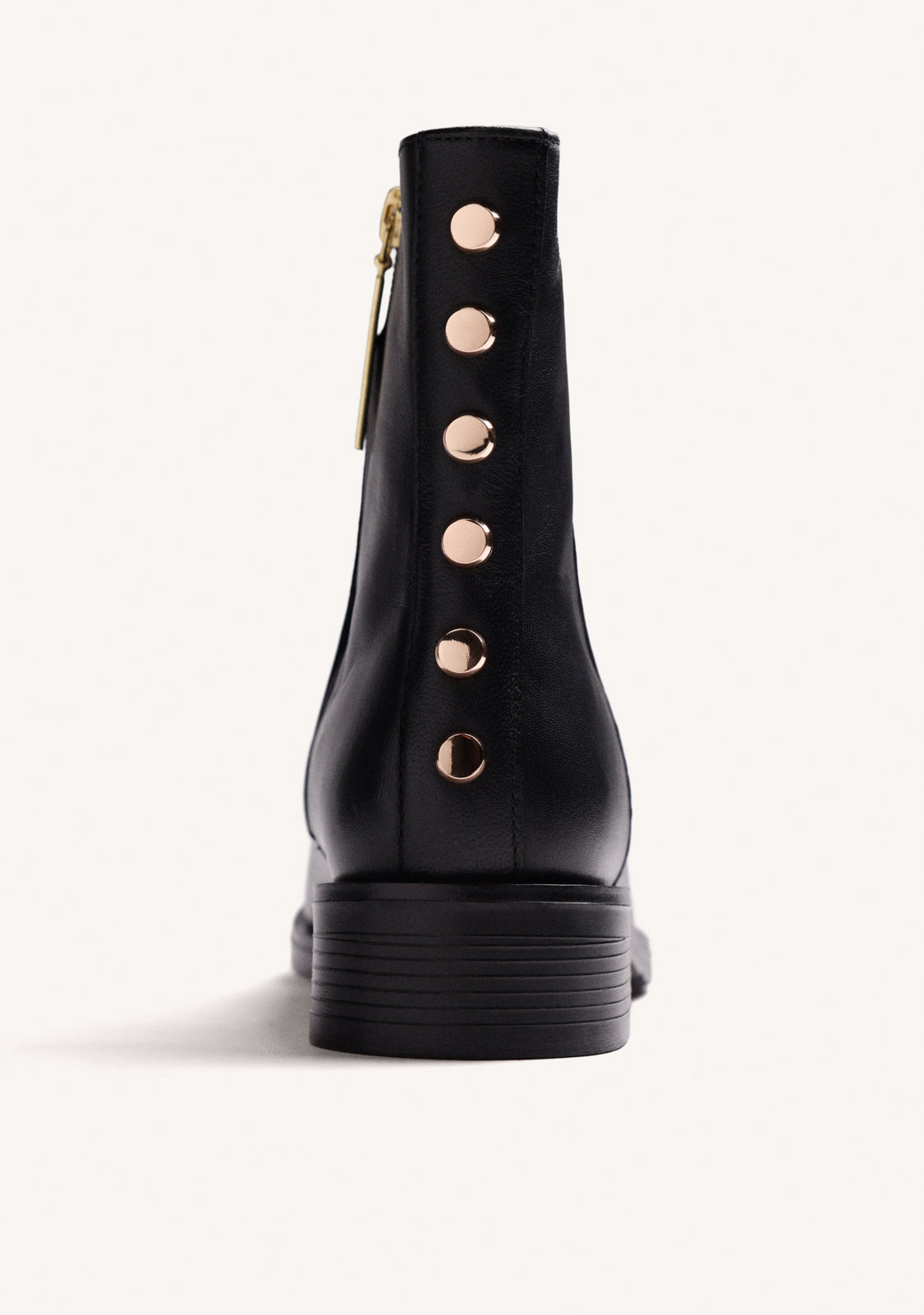 BLACK LEATHER ANKLE BOOTS WITH STUDS