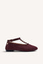 BURGUNDY LEATHER BALLET FLATS WITH STUDS
