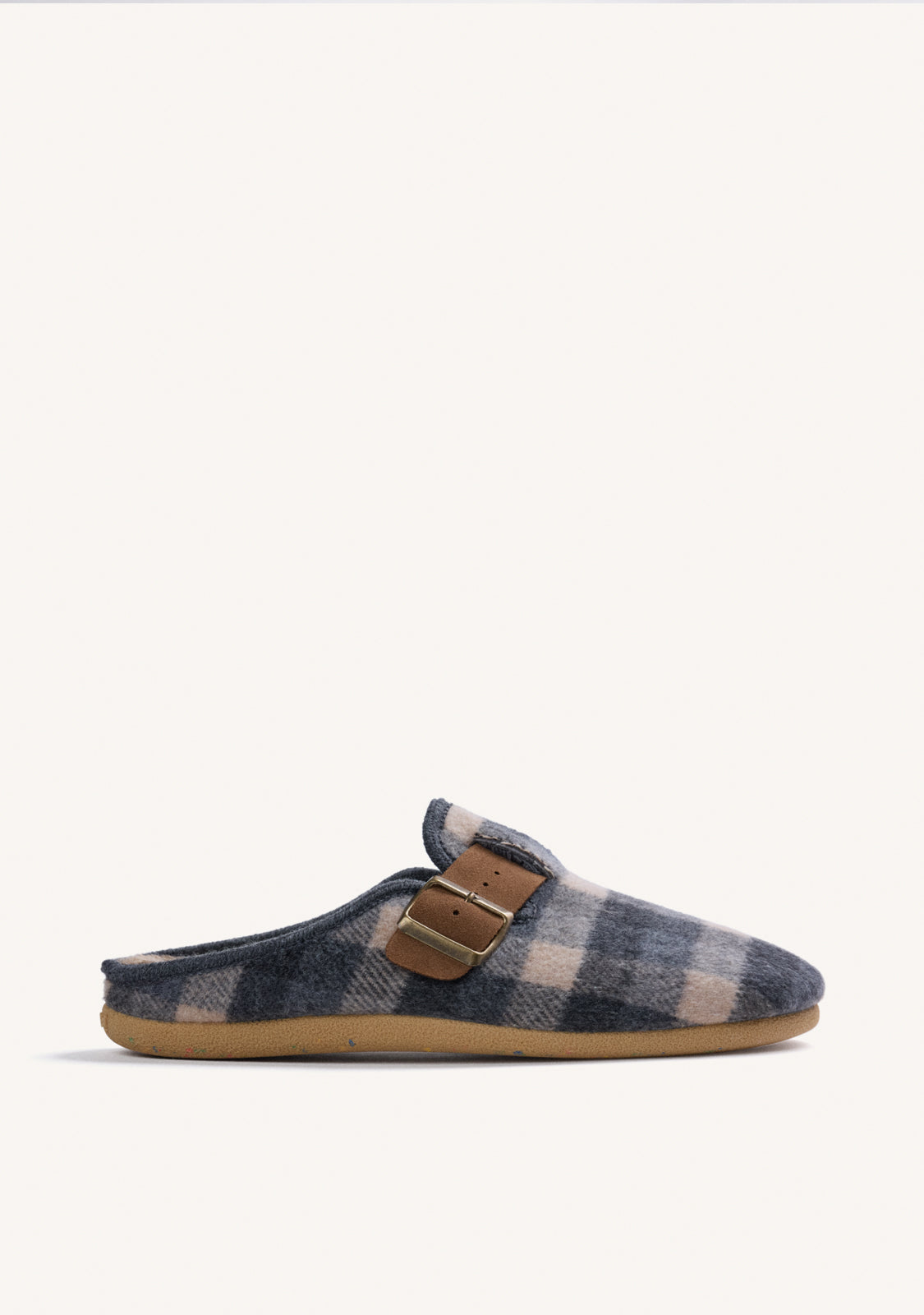 GREY HOUSE SLIPPERS CLOG STYLE WITH PLAID